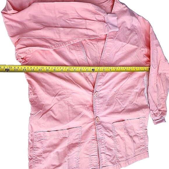 S.C.R.U.B.S Solid Peach Pink Cotton Long Sleeved Warm-up Jacket Ladies Sz Sm -EC - Picture 6 of 7